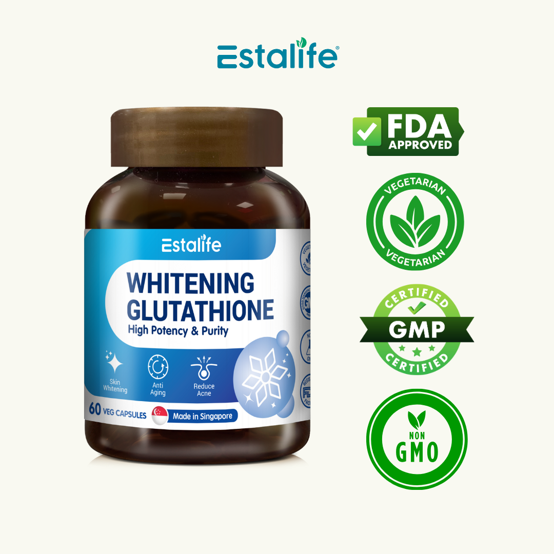 Estalife 美白谷胱甘肽 500毫克 | 皮肤补充剂 | 亮白 | 护肝 | 60粒胶囊