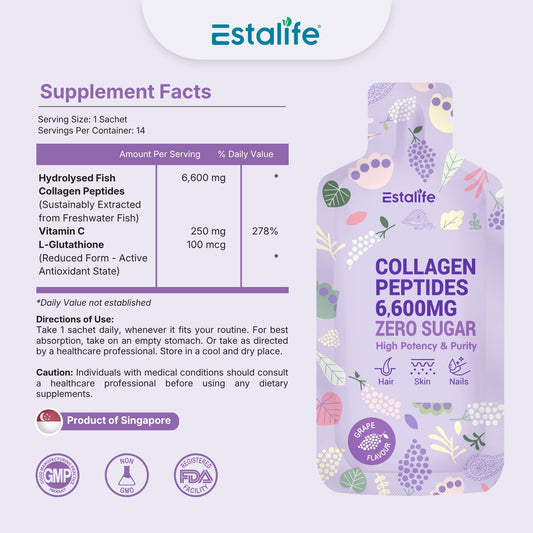 Estalife Collagen Peptides 6600mg Zero Sugar