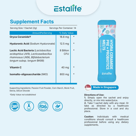 Estalife Hydra Ceramide Pre + Probiotics Melts