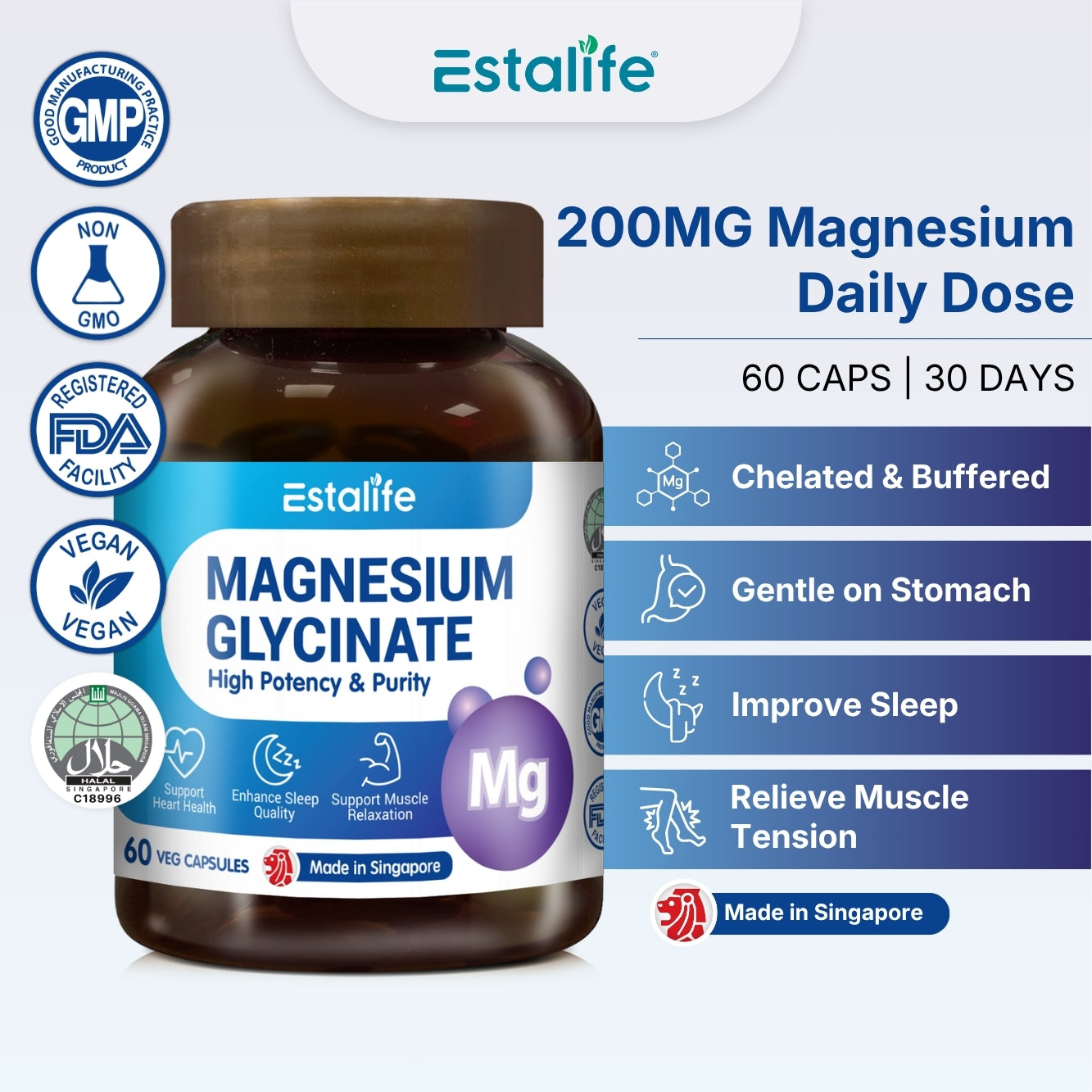 Estalife Magnesium Glycinate 1000mg