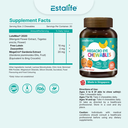 Estalife Kids MegaCro + Lutein Eye Chewables