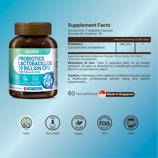 Estalife Probiotics Lactobacillus 10 Billion CFU