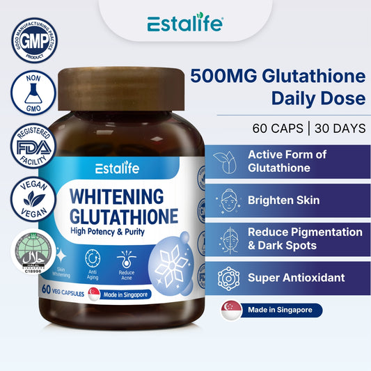 Estalife Whitening Glutathione 500MG | Skin Supplement | Brightening | Liver | 60 Capsule