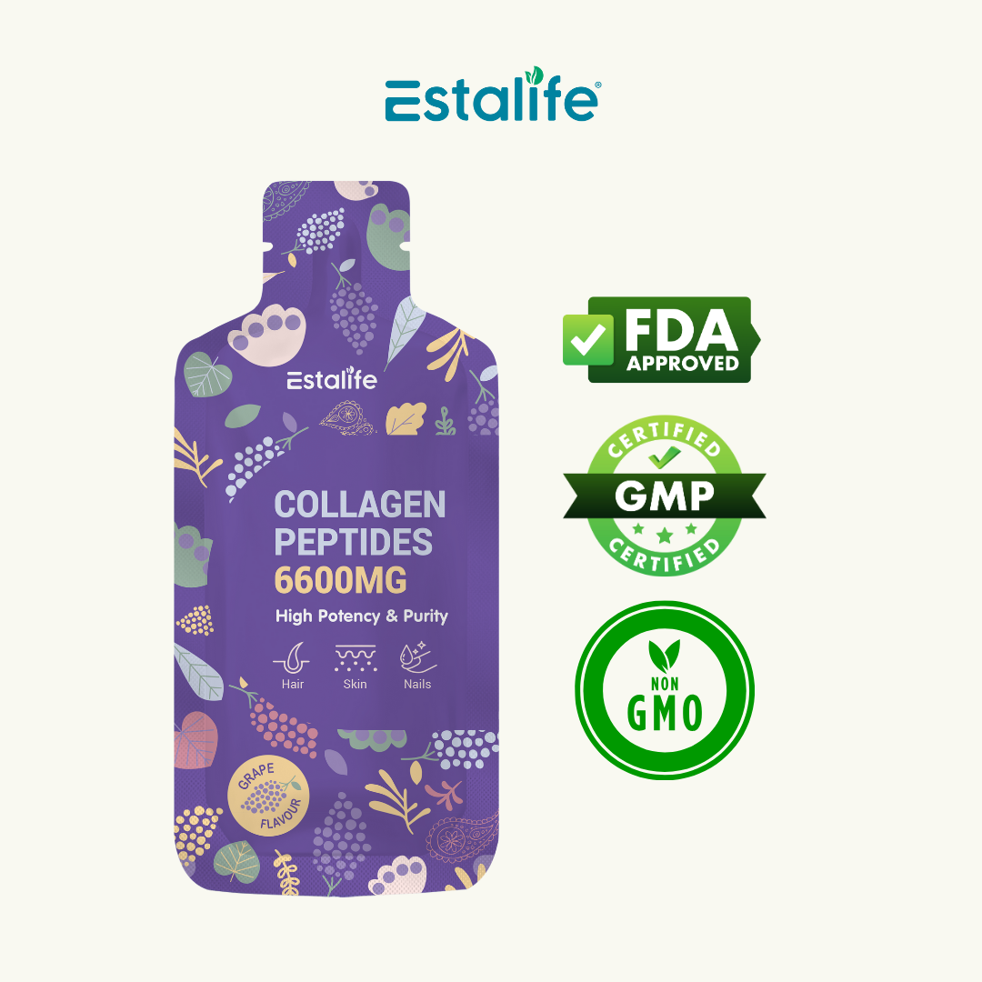 Estalife Collagen Peptides 6600MG | Vitamin C + Whitening Glutathione + Grape Juice |
