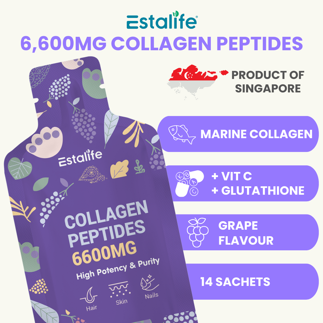 Estalife Collagen Peptides 6600MG | Vitamin C + Whitening Glutathione + Grape Juice |