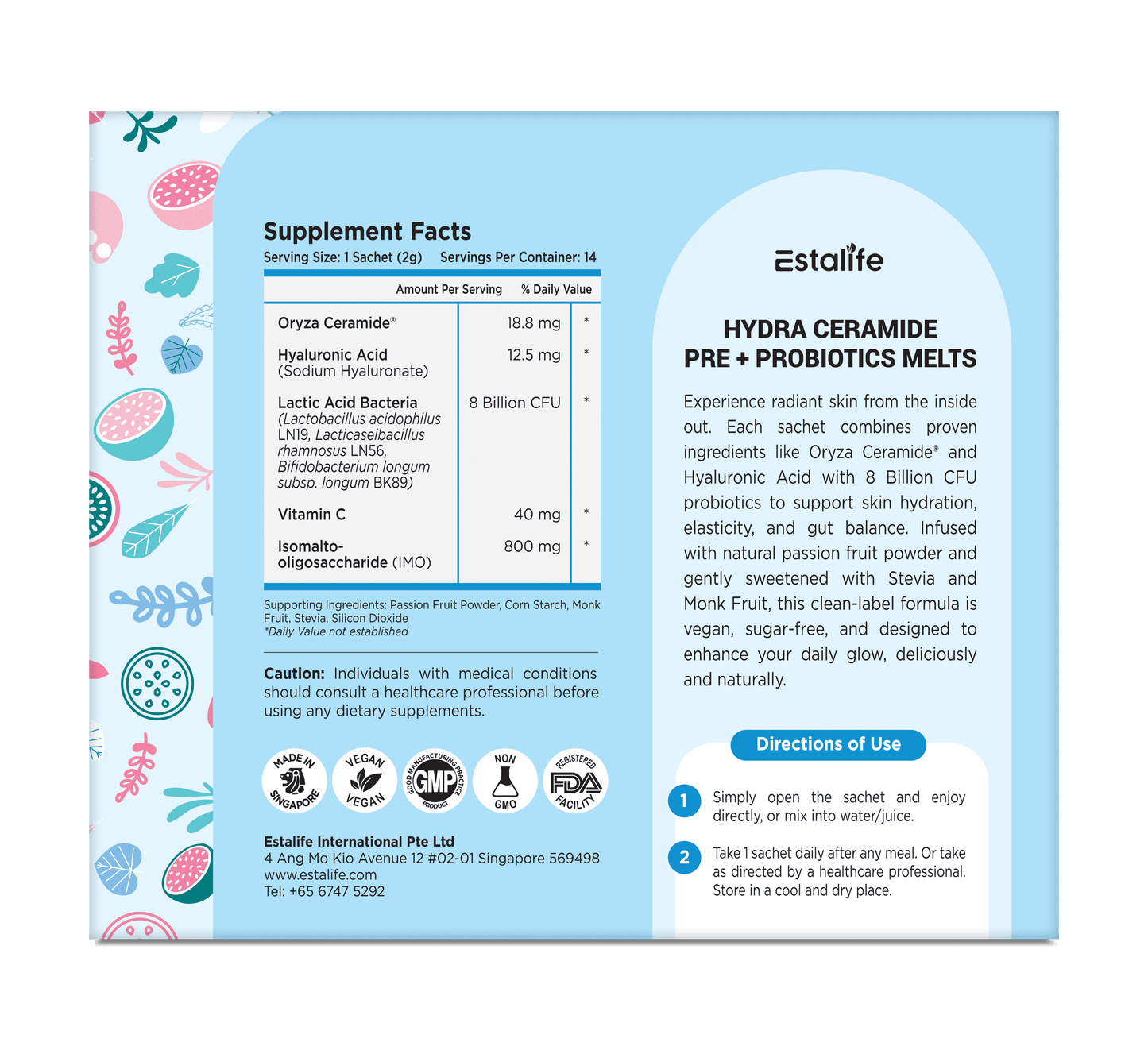 Estalife Hydra Ceramide Pre + Probiotics Melts