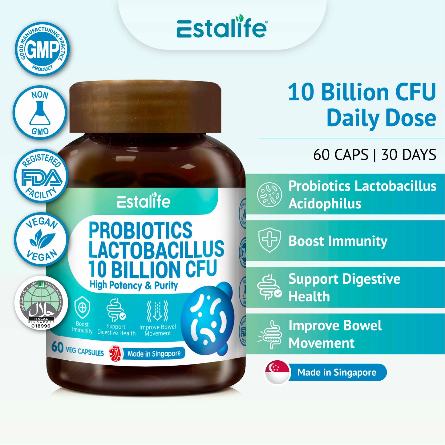 Estalife Probiotics Lactobacillus 10 Billion CFU