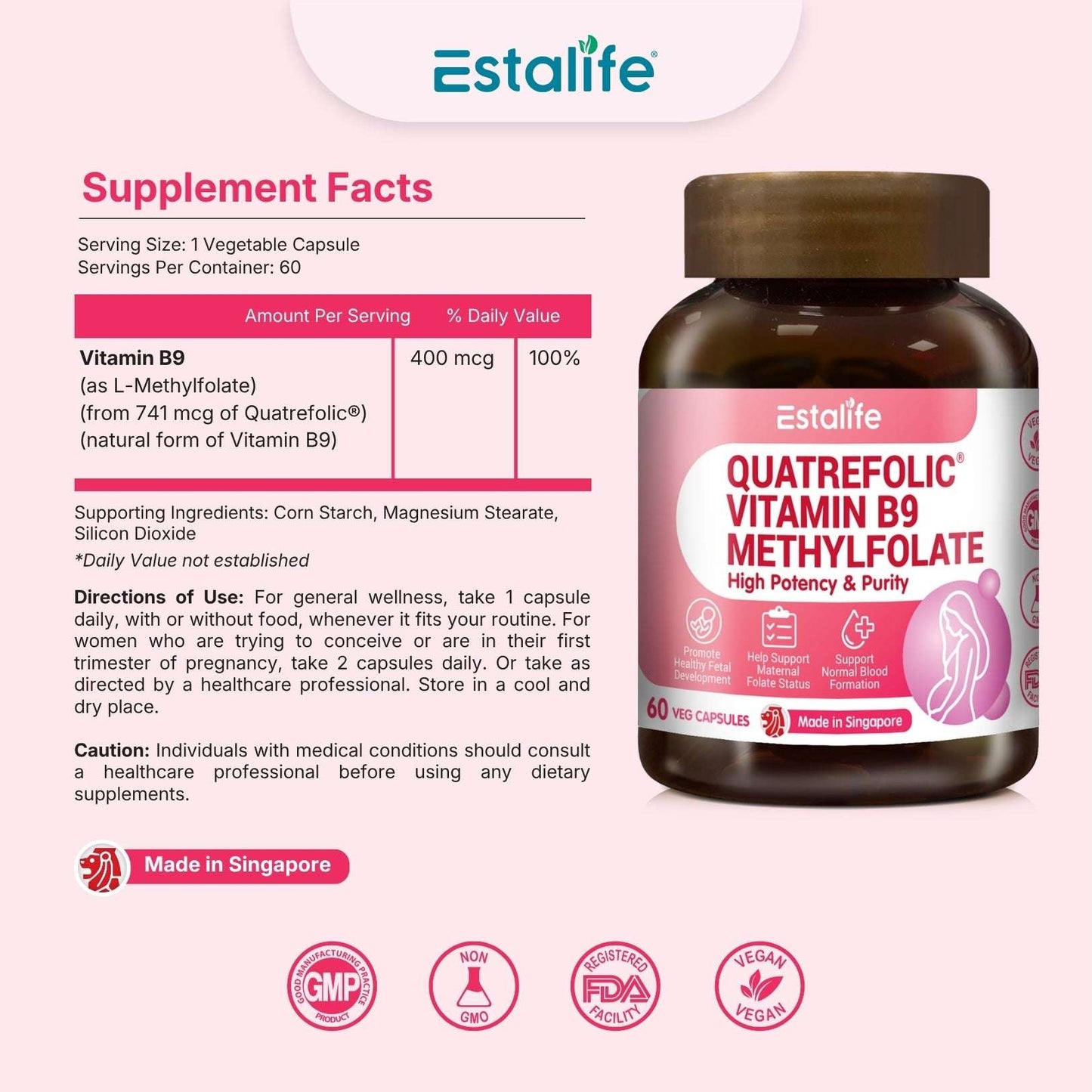 Estalife Quatrefolic® Vitamin B9 Methylfolate
