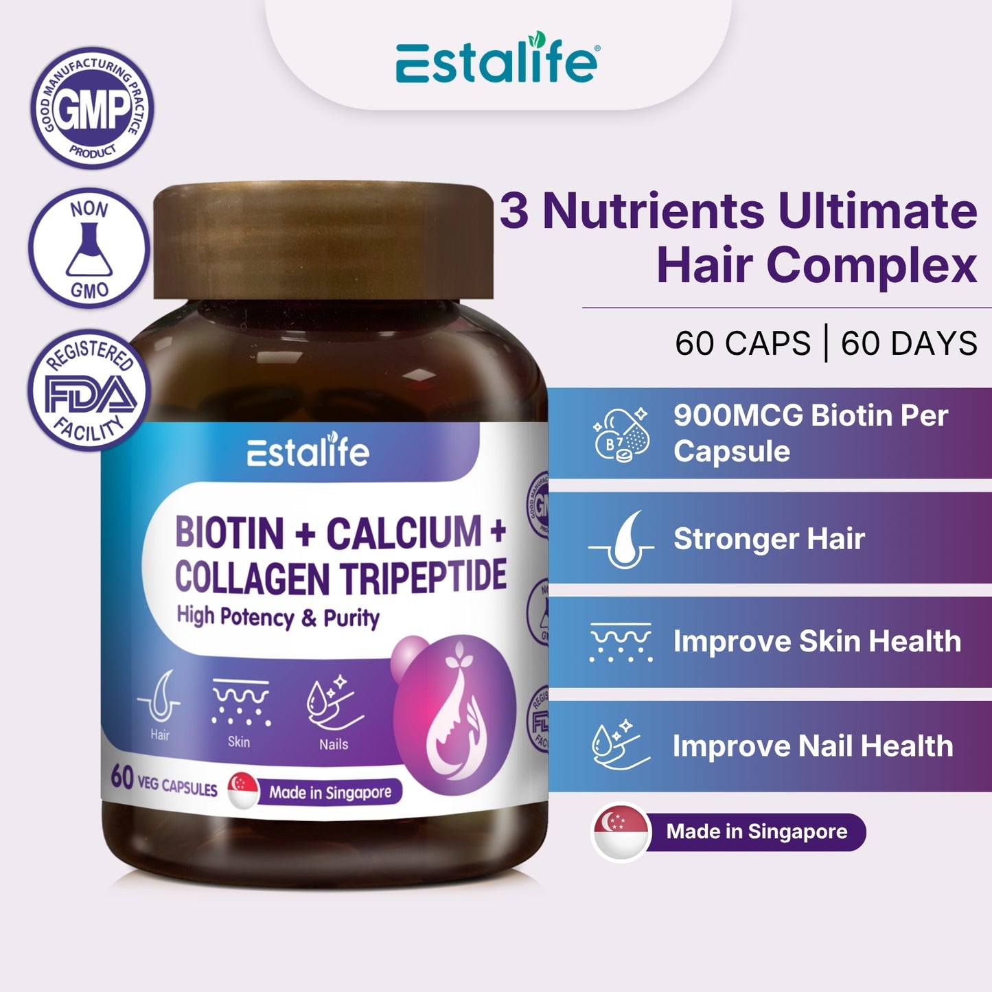 Estalife Biotin+ Calcium + Collagen Tripeptide