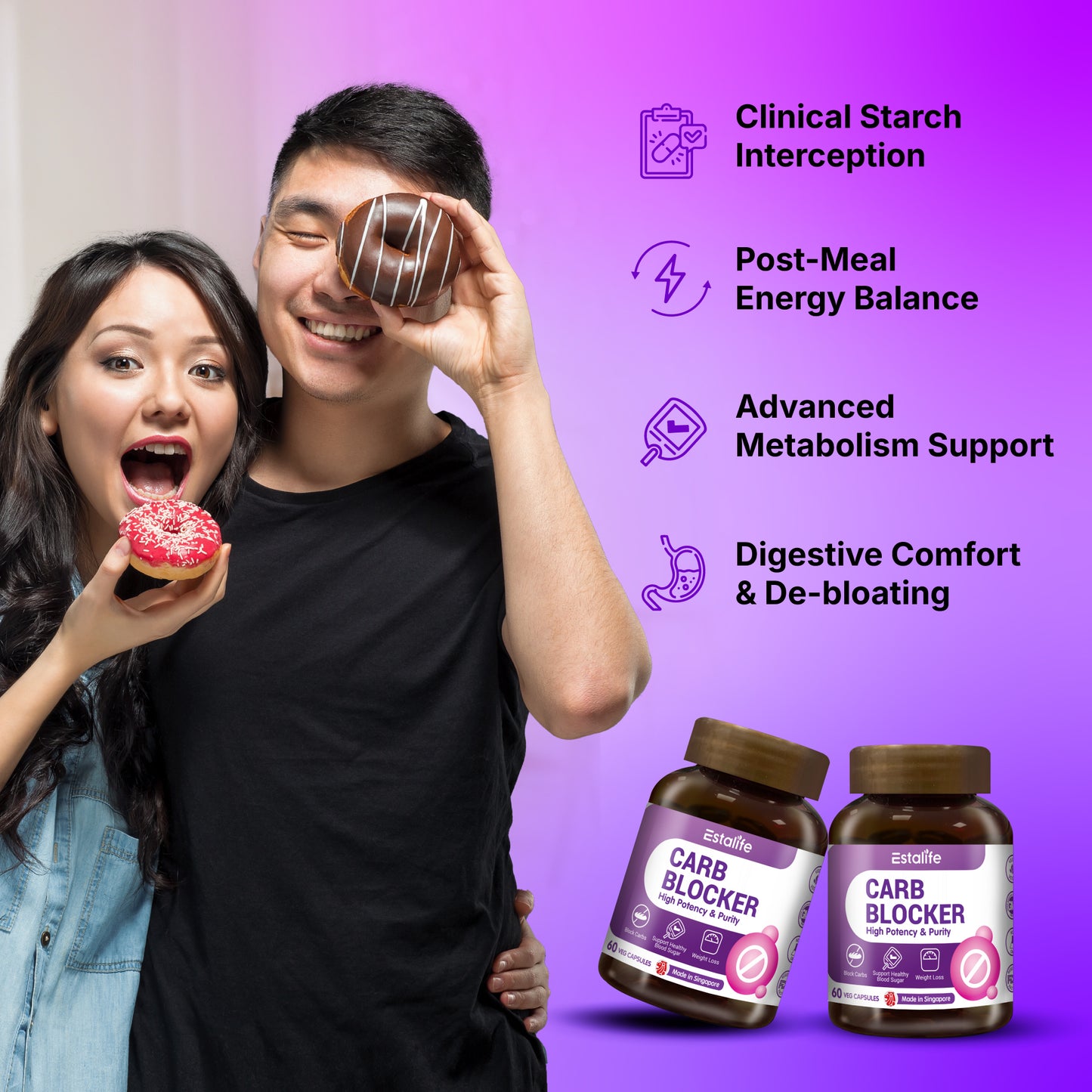 Estalife Carb Blocker Slimming Pill for Weight Loss | Diet | Vegan | Phase 2 | 60 Caps