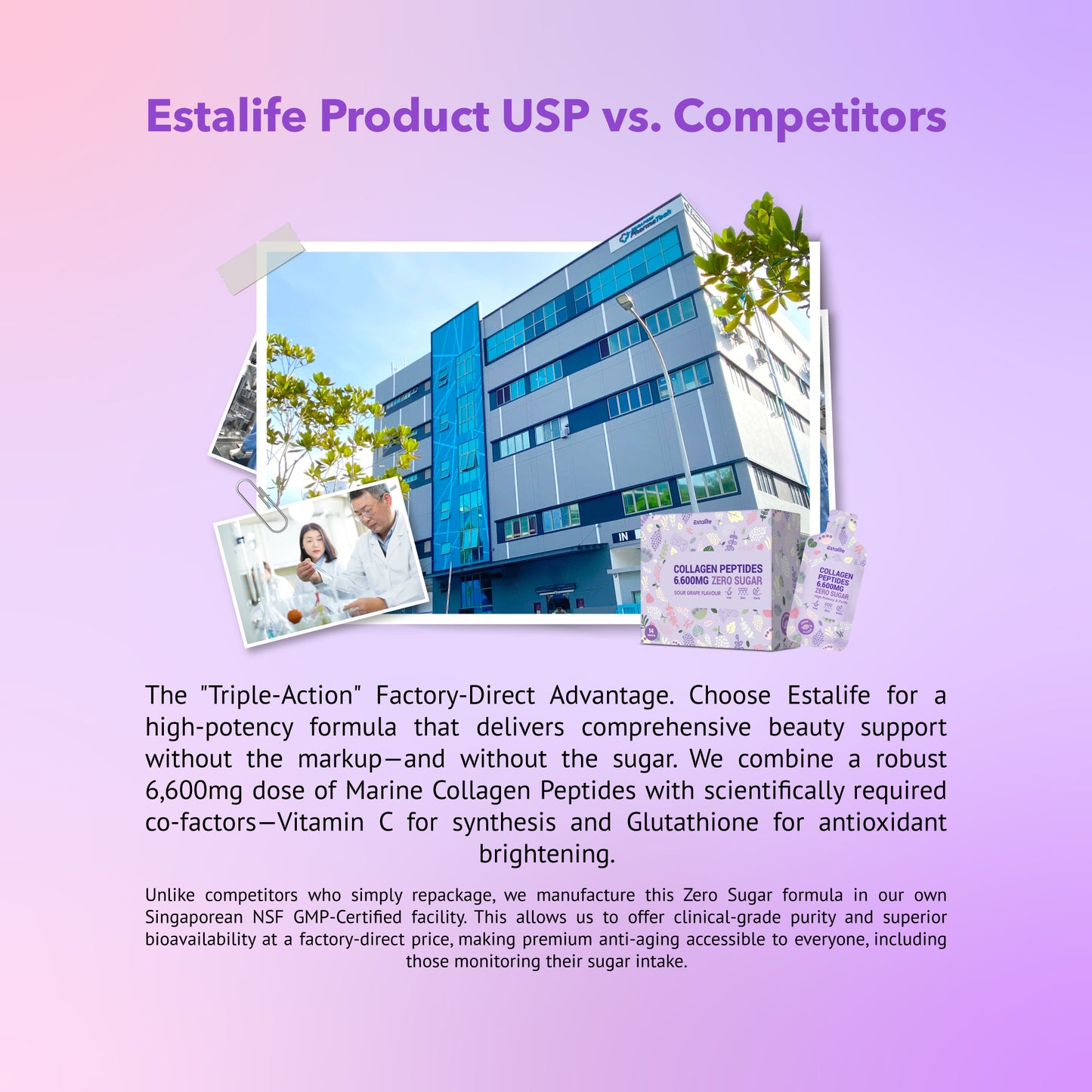 Estalife Collagen Peptides 6600mg Zero Sugar