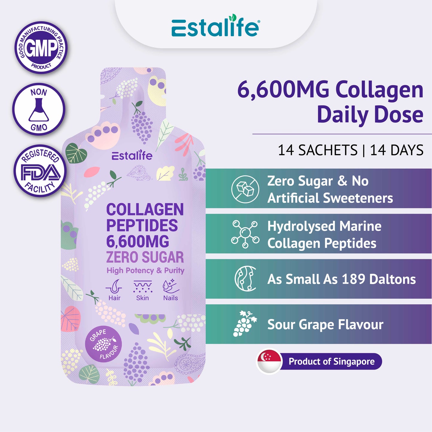 Estalife 胶原蛋白肽 6600毫克 零糖
