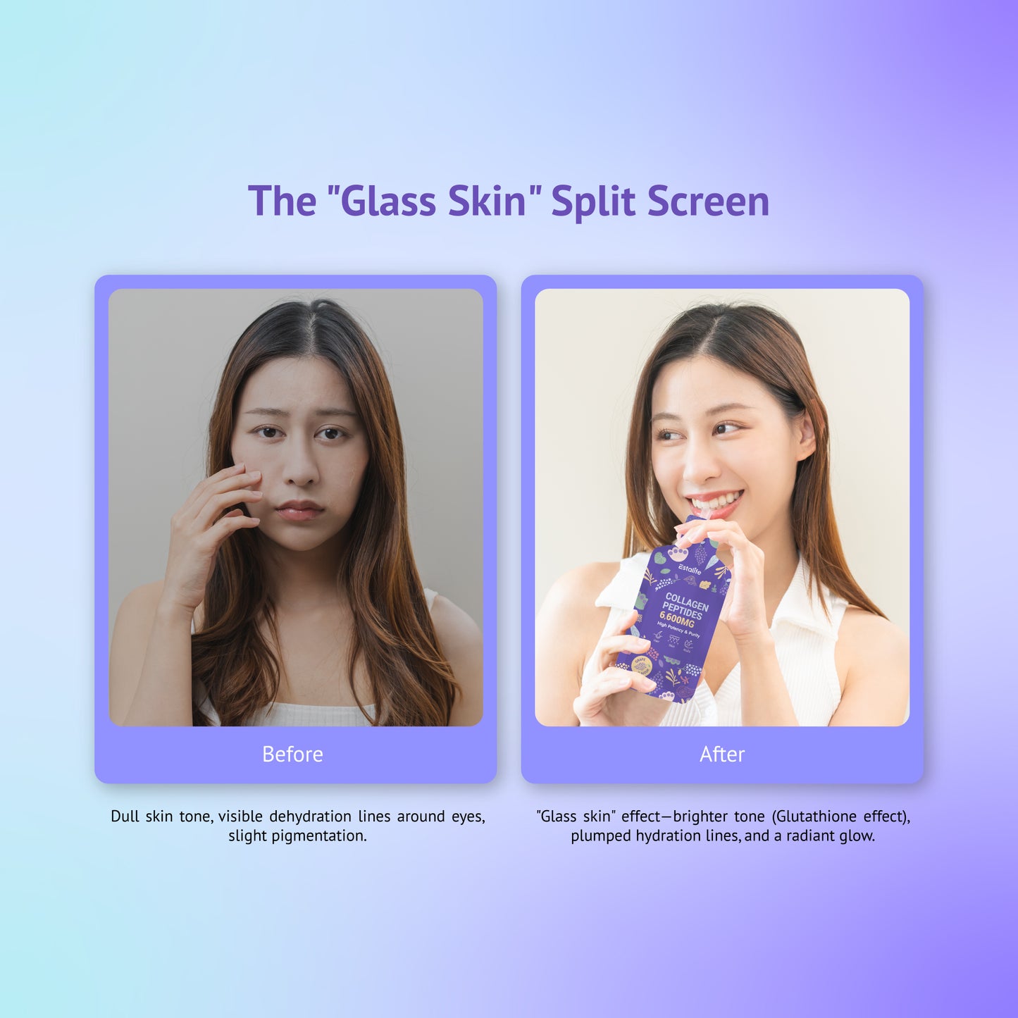 Estalife Collagen Peptides 6600MG | Vitamin C + Whitening Glutathione + Grape Juice |