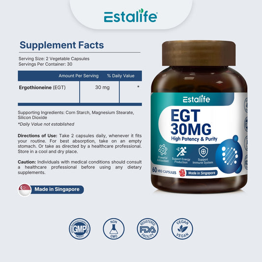 Estalife EGT Ergothioneine 30MG | 麦角硫因