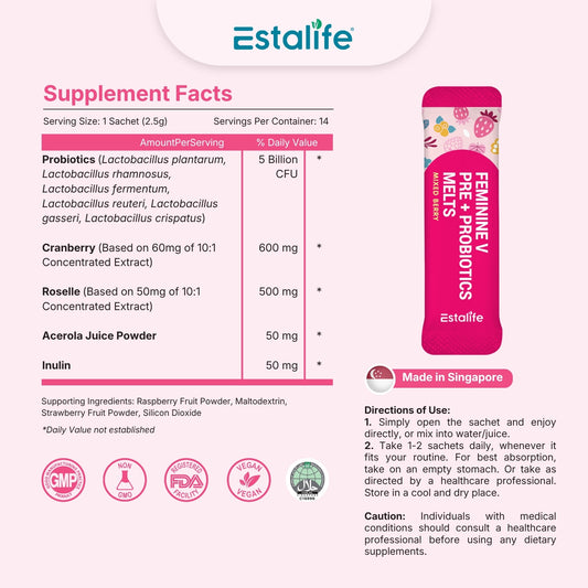 Estalife Feminine V Pre + Probiotics Melts