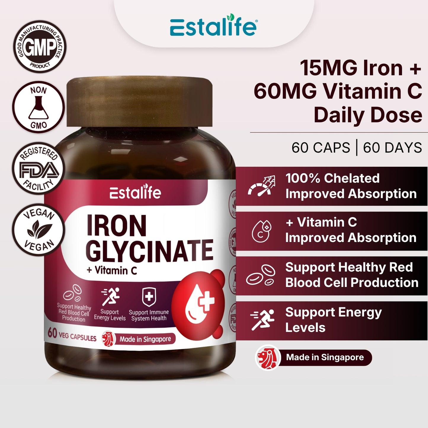 Estalife Iron Glycinate + Vitamin C