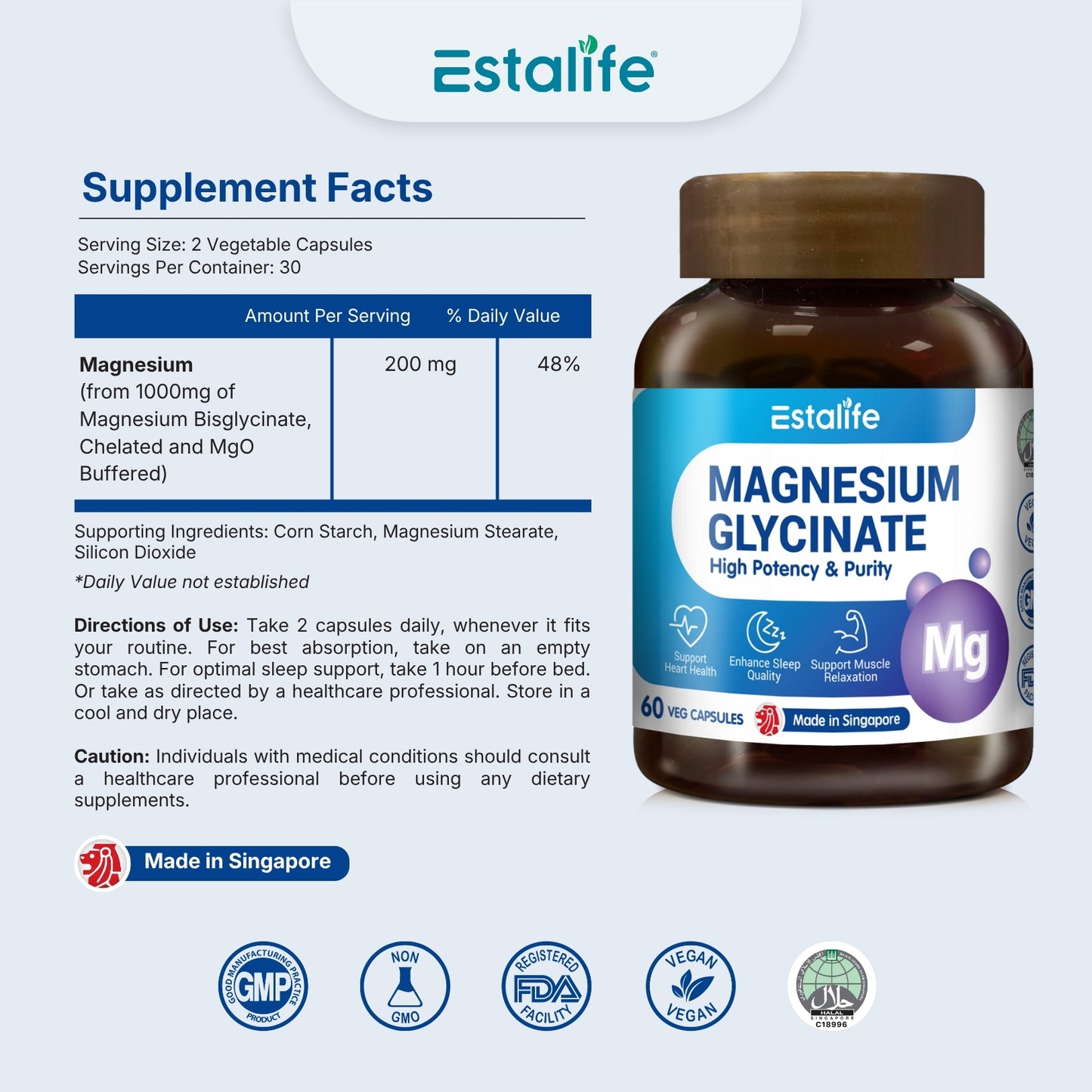 Estalife Magnesium Glycinate 1000MG