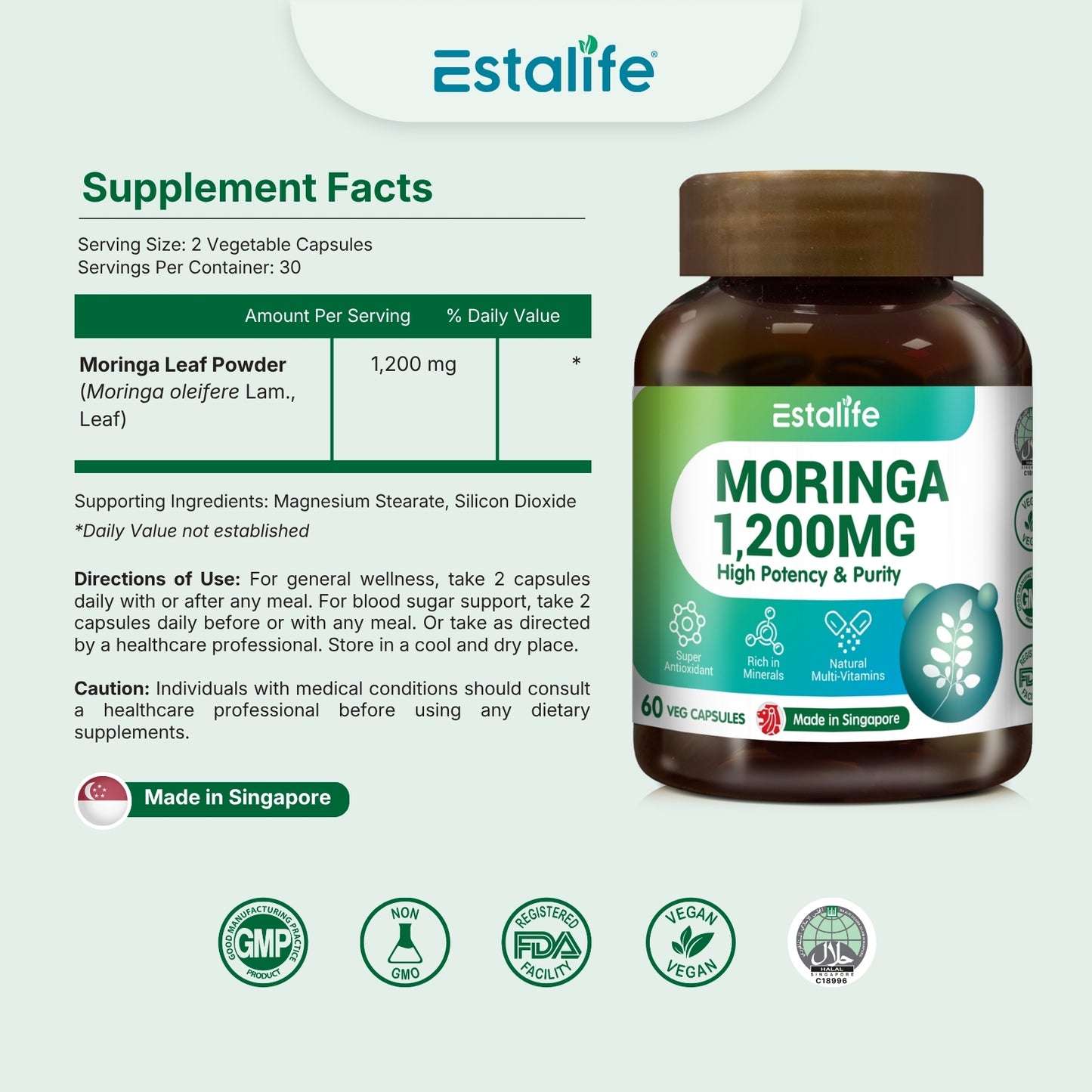 Estalife Moringa Leaf 1200MG