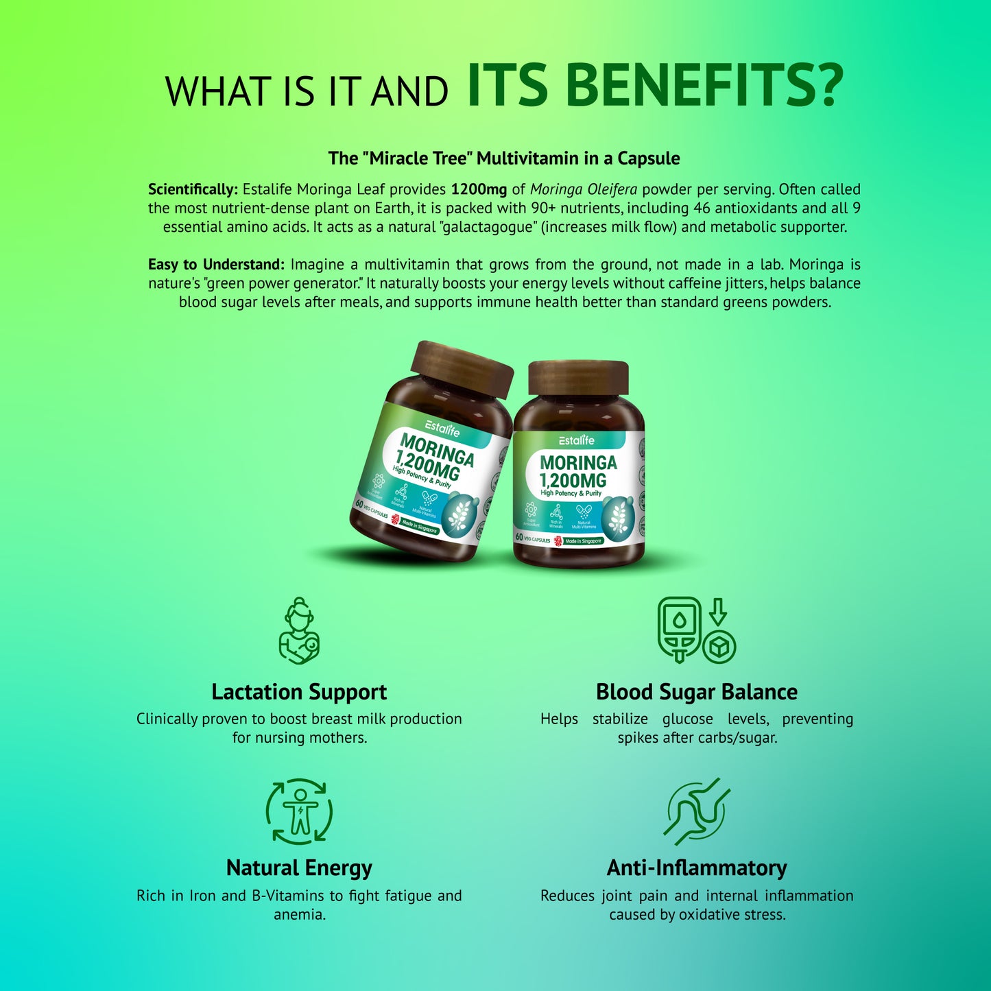 Estalife Moringa Leaf 1200MG