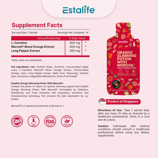 Estalife Orange Slimming Potion With Morosil | Blood Orange Extract | L-Carnitine