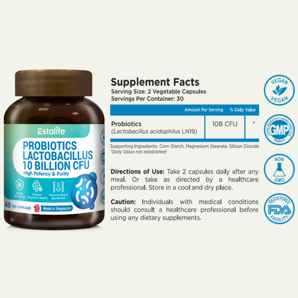 Estalife Probiotics Lactobacillus 10 Billion CFU