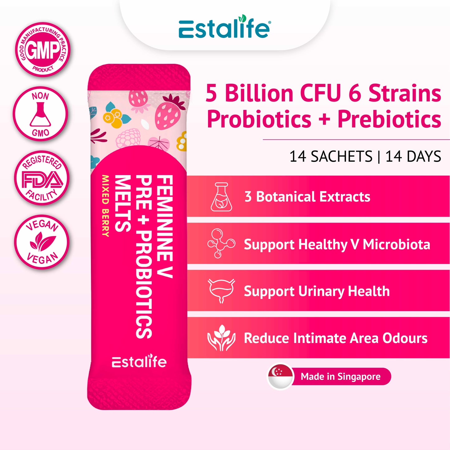 Estalife 女性私处护理益生元+益生菌速溶片