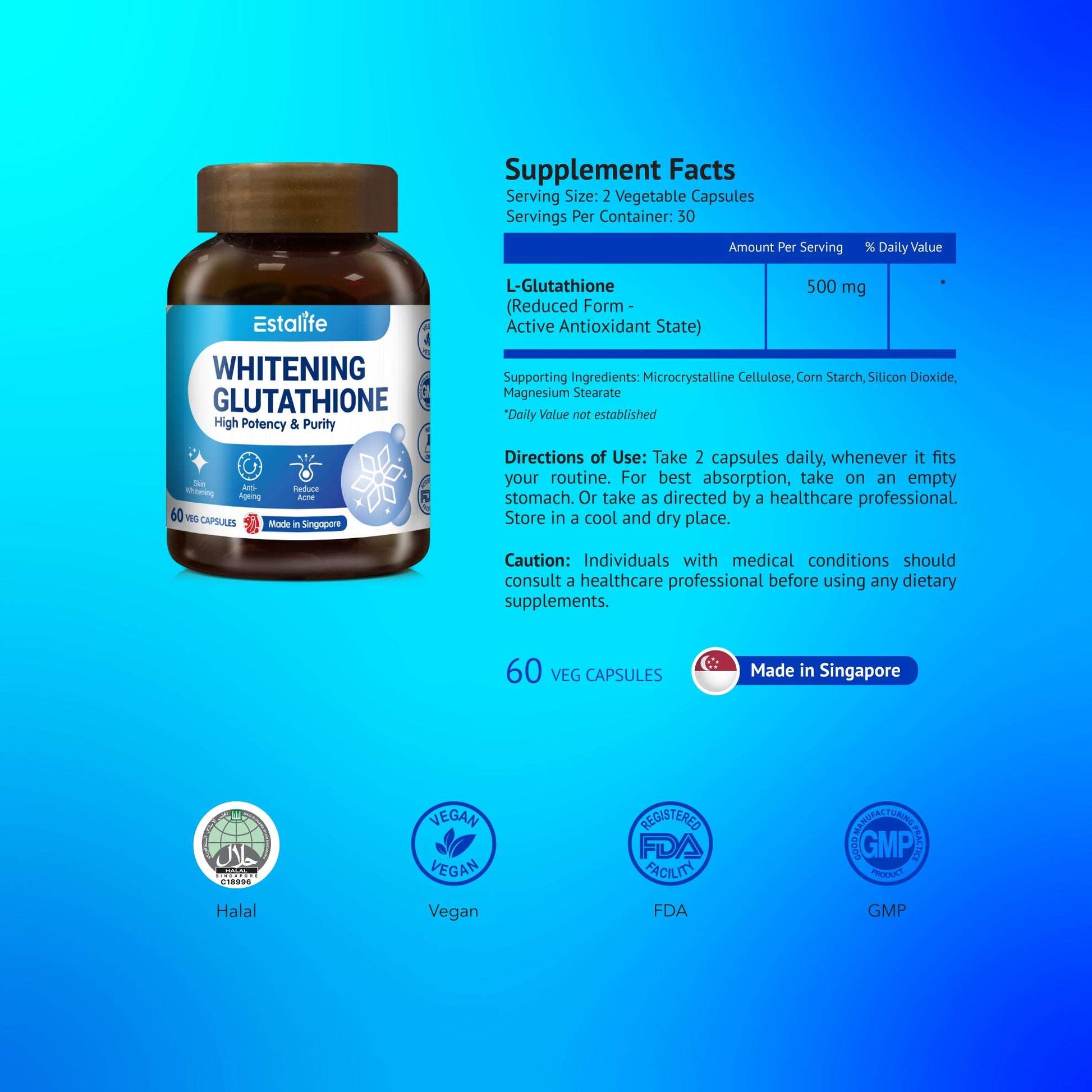 glutathione mexico Estalife Whitening Glutathione 500MG | Skin Supplement | Brightening glutathione mexico Estalife Whitening Glutathione 500MG | Skin Supplement | Brightening
