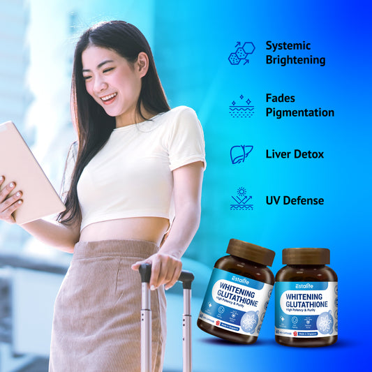 Estalife Whitening Glutathione 500MG | Skin Supplement | Brightening | Liver | 60 Capsule